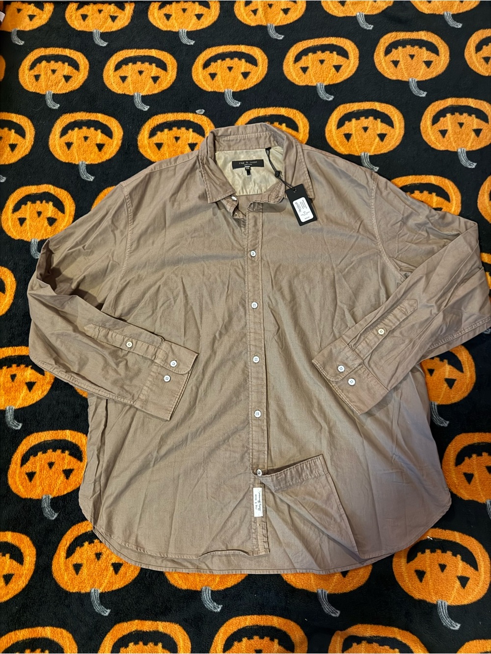 Men's Rag & Bone Casual Long-Sleeve Button-Up Shirt - Taupe Size XXL NWT